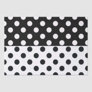 Black White Half Color Split Inverse Polka Dots Tissue Paper