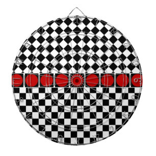 Black White Half Diamond Checkers Dart Board