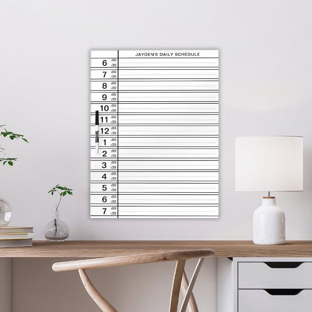 Black White Half Hour Schedule 6am to 7pm Planner Dry Erase Board (Black White Half Hour Schedule 6am to 7pm Planner Dry Erase Board
)