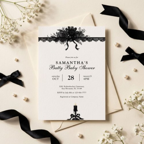 Black & White Halloween Baby Shower Invitation