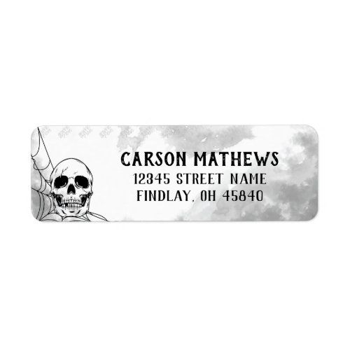 Black  White Halloween Birthday Party Address Label