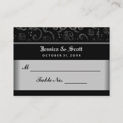 Black White Halloween Gothic Wedding Seating Cards