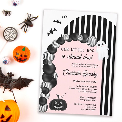 Black white Halloween little boo baby shower Invitation