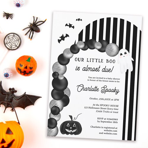 Black white Halloween little boo baby shower Invitation
