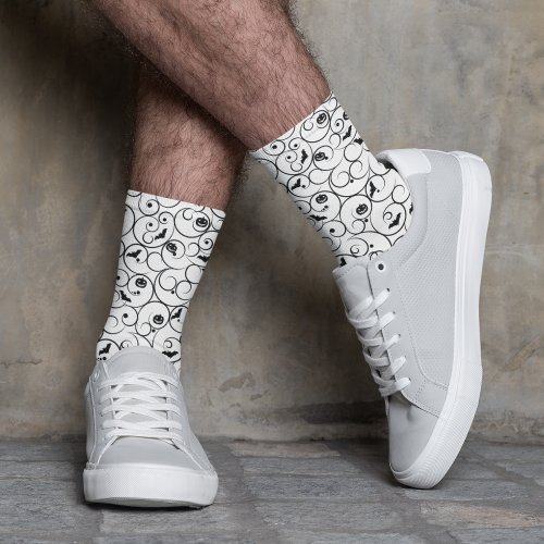 Black  White Halloween Pattern  Socks