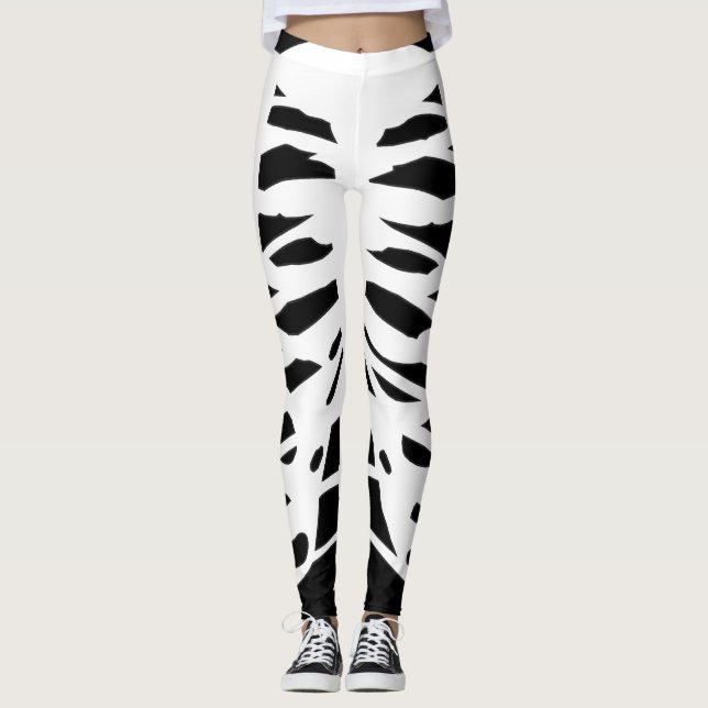 BLACK white halloween rib skeleton leggings  (Front)