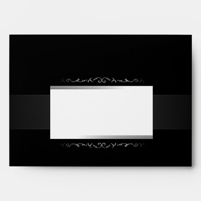 Black & White Halloween Scroll GRAY INSIDE Wedding Envelope (Front)