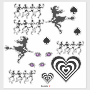 black/white halloween set sticker