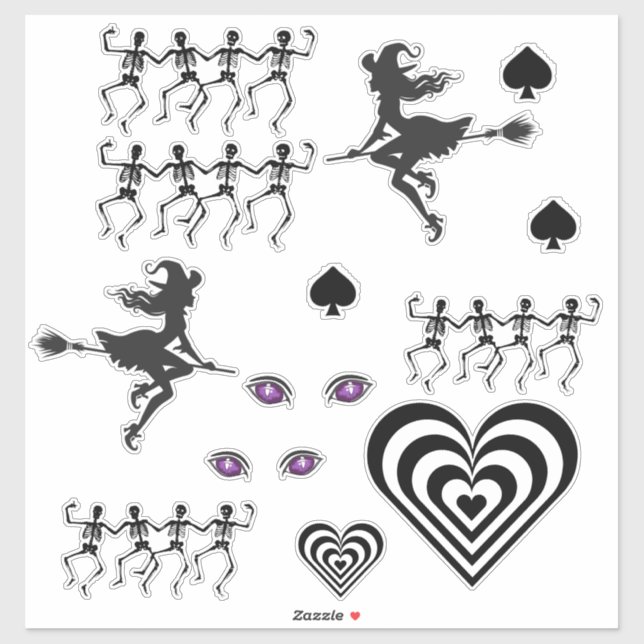 black/white halloween set sticker (Sheet)