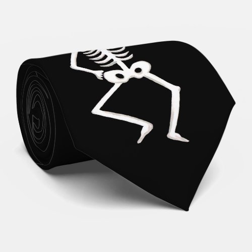 Black White Halloween Skeleton Bones Dance Neck Tie