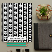 Black & White Halloween Skull Pattern Monogram