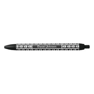 Black & White Halloween Skull Pattern Monogram Pen