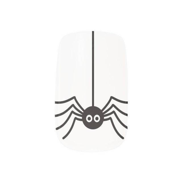 Black White Halloween Spider Minx Nail Art (Left Thumb)