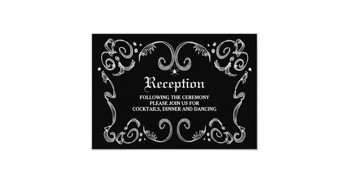 Black White Halloween Wedding 3 5x5 Reception Invitation