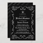 Black White Halloween Wedding Gothic Bridal Shower Invitation (Front/Back)