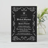 Black White Halloween Wedding Gothic Bridal Shower Invitation (Standing Front)