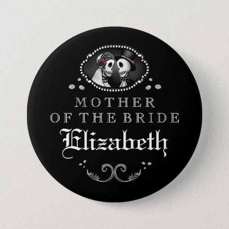 Black White Halloween Wedding Mother Of Bride Pinback Button