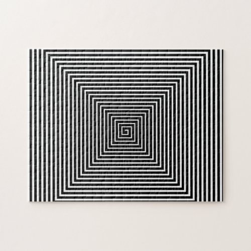 Black  White Hallway Vortex  Optical Illusion Jigsaw Puzzle