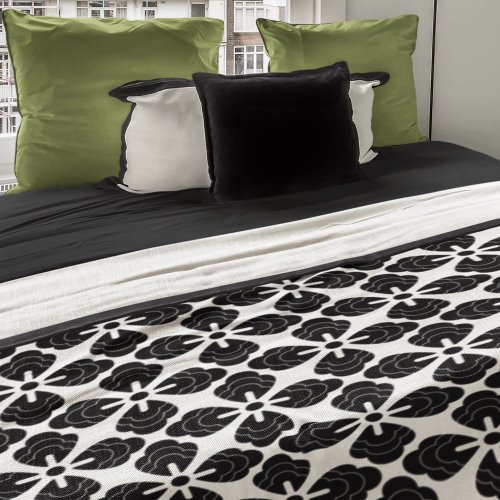 Black  White Hanabishi Pattern Duvet Cover