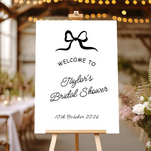 Black & White Hand Drawn Bow Bridal Shower Welcome Foam Board