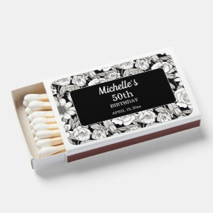 Black White Hand Drawn Floral  Matchboxes