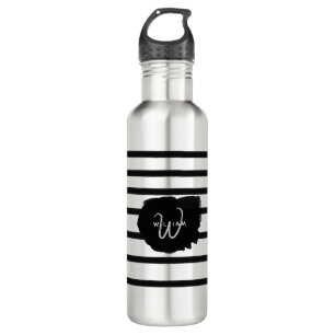 Black & White Hand Drawn Lines Stainless Steel Water Bottle