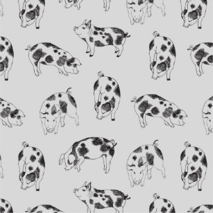 Black & white hand drawn pig cow spots pattern sticker