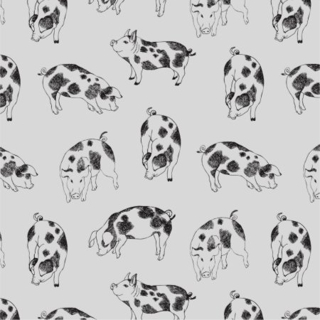 Black & White Hand Drawn Pig Cow Spots Pattern Sticker