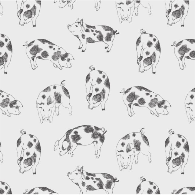 Black & white hand drawn pig cow spots pattern sticker (Front)