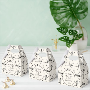 Black & White Hand Drawn Skeleton Halloween Favor Boxes