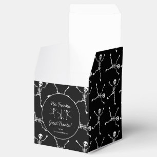 Black & White Hand Drawn Skeleton Halloween Favor Boxes
