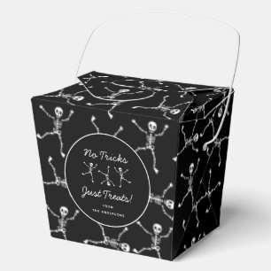 Black & White Hand Drawn Skeleton Halloween Favor Boxes