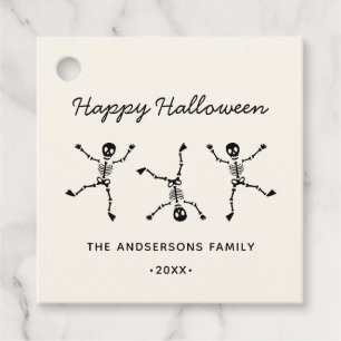 Black & White Hand Drawn Skeleton Halloween  Favor Tags