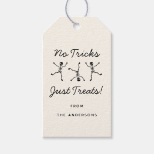Black & White Hand Drawn Skeleton Halloween Gift Tags