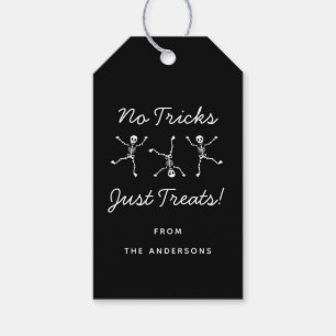 Black & White Hand Drawn Skeleton Halloween Gift Tags