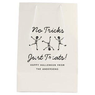 Black & White Hand Drawn Skeleton Halloween Medium Gift Bag