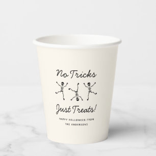 Black & White Hand Drawn Skeleton Halloween Paper Cups