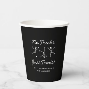 Black & White Hand Drawn Skeleton Halloween Paper Cups