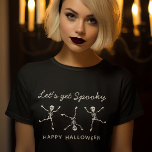 Black & White Hand Drawn Skeleton Halloween T-Shirt