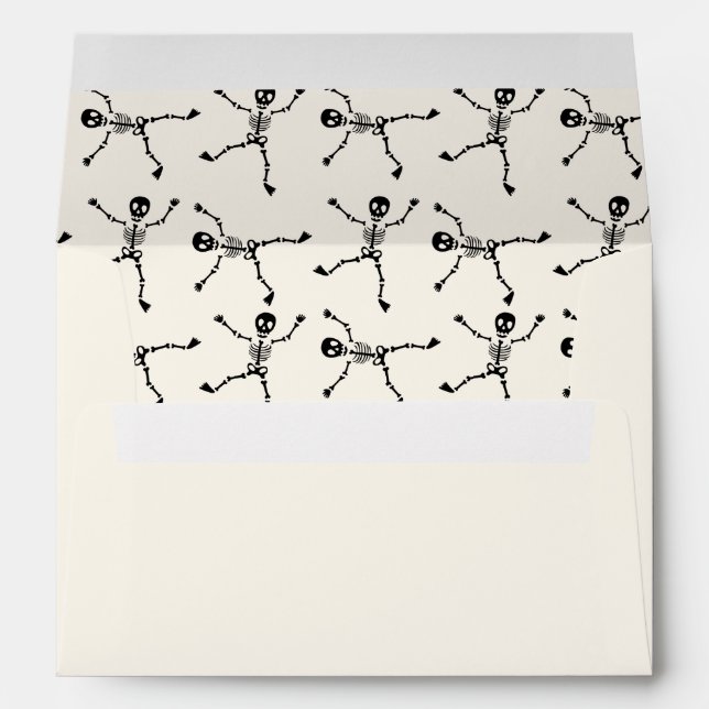 Black & White Hand Drawn Skeleton Happy Halloween Envelope (Back (Bottom))