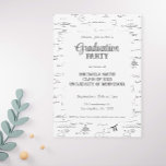 Black White Hand-Lettering Mathematics Graduation Invitation<br><div class="desc">Simple but elegant academic invitation with a background of mathematical formulas and equations. Perfect for math and engineering graduates. Illustrated and designed by Patricia Alvarez.</div>