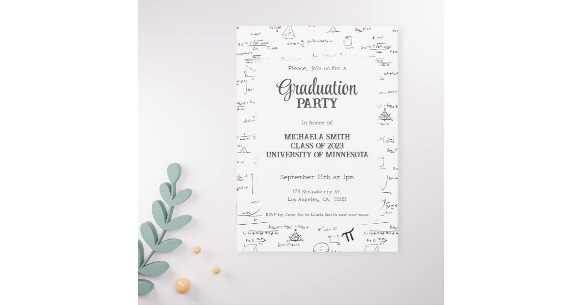 Black White Hand-Lettering Mathematics Graduation Invitation | Zazzle