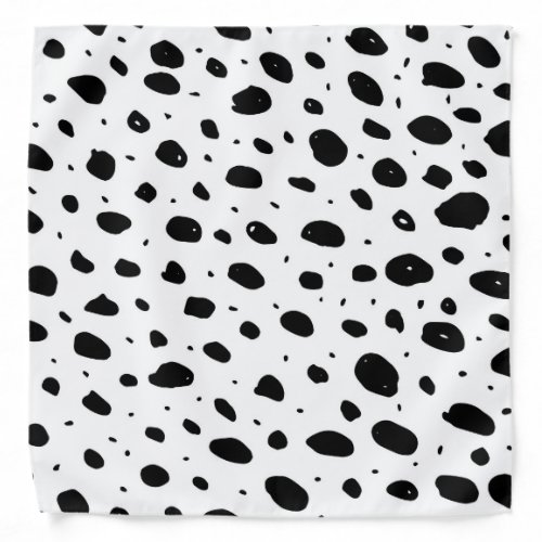Black white hand painted watercolor polka dots bandana