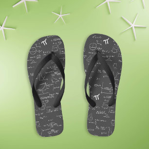 Black White Hand Written Math Formula Graphics Flip Flops