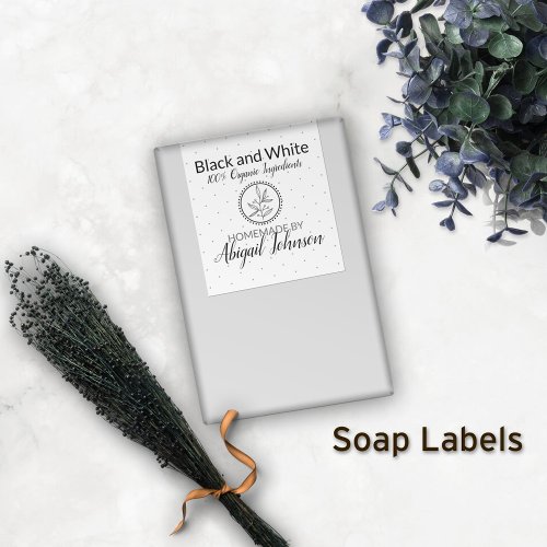 Black  White Handmade Homemade Soap  Gift Label
