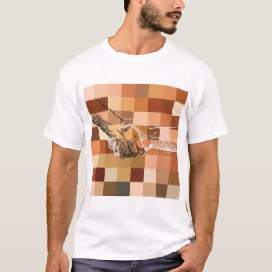 Black & white Hands shake on colored blocks T-Shirt