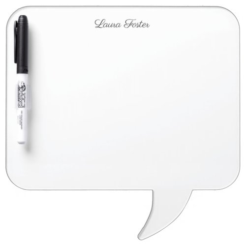 Black White Handwriting Elegant Minimalist Name Dry Erase Board