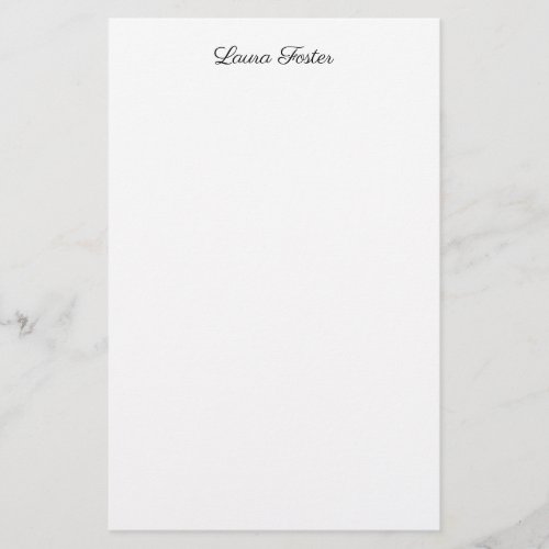 Black White Handwriting Elegant Minimalist Name Stationery