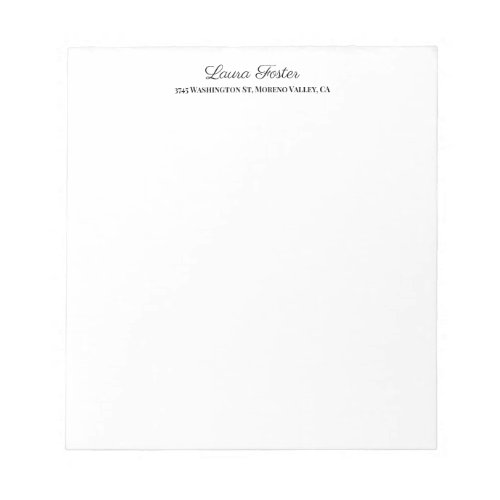 Black White Handwriting Elegant Minimalist Stylish Notepad