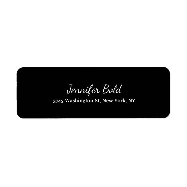 Black White Handwriting Script Creative Plain Label (Front)
